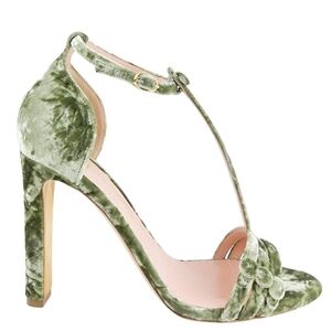 Nib Sz 36 Rupert Sanderson Marbella Velvet High Heel Sandals In Avacado